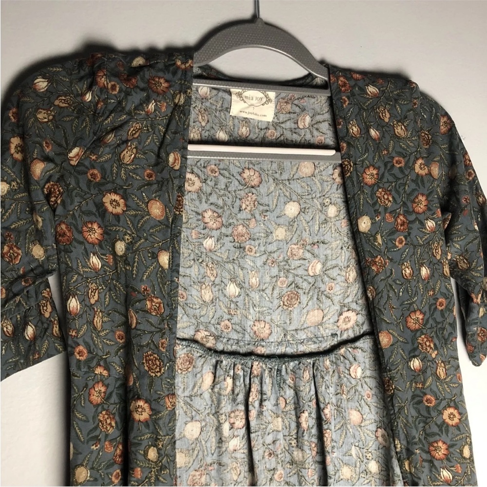 Mia Joy Duster Blue With Floral Print